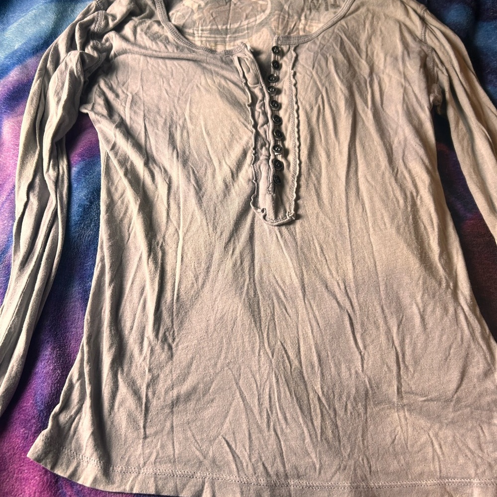 Women's Gray Long Sleeve Top